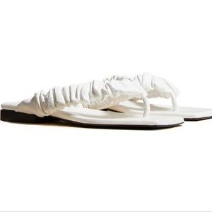 KHAITE white scrunch leather sandal